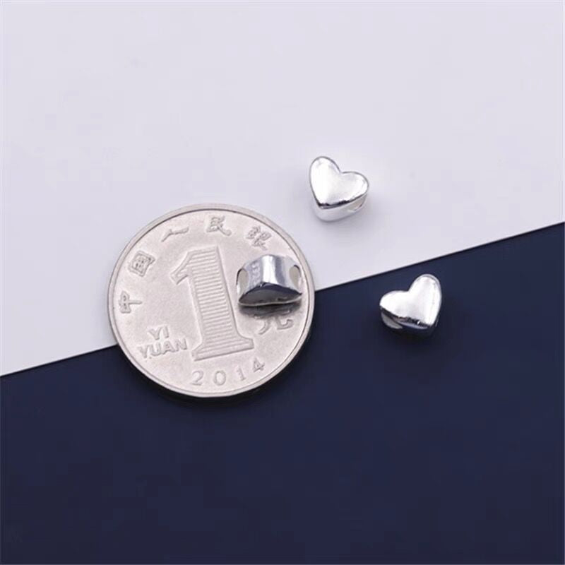 S925 Sterling Silver Loving Heart Beads/Buy One Bead And Get A Roll Of Wax Line As A Gift / Accessories For Bracelet Or Necklace DIY