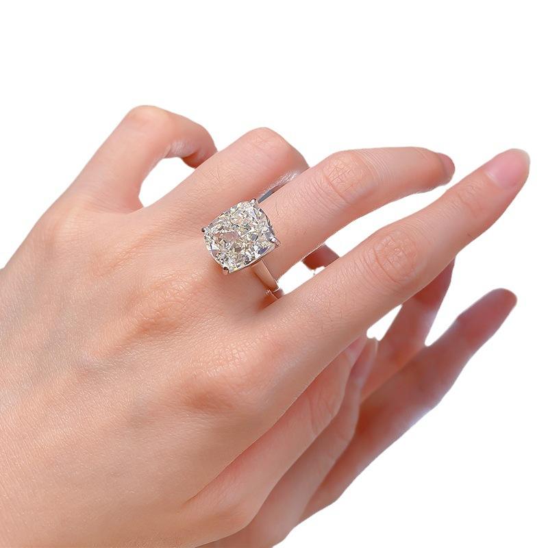 S925 Sterling Silver Ice Flower Cut High Carbon Ring 12*14 8A Cubic Zirconia Ring fashion jewelry accessory woman girl promise ring-264(35%)