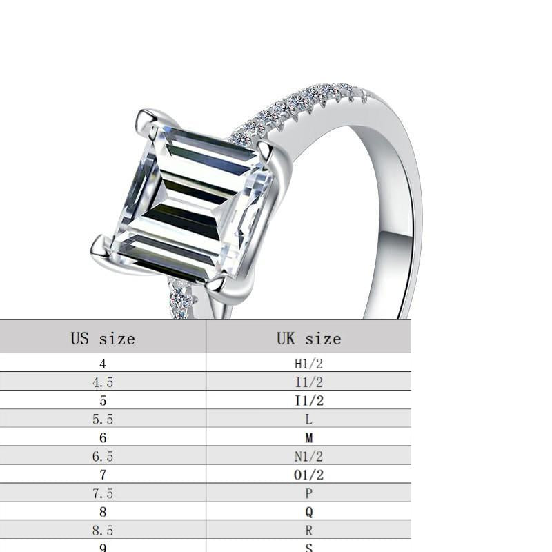 S925 Sterling Silver Princess  Square Synthetic Moissanite Ring fashion jewelry accessory woman girl promise ring-192(35%)