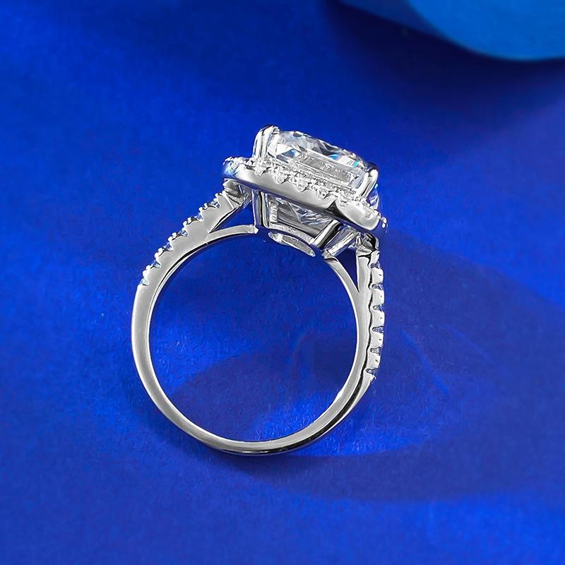 S925 Sterling Silver Asscher Grandma Rectangular 10*14mm  6A Cubic Zirconia Ring-110(45%)