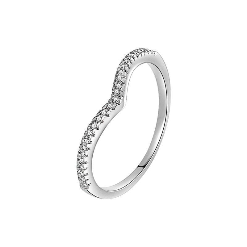 NO.093 S925 Sterling Silver V-Shaped Ring Synthetic Moissanite Ring fashion jewelry accessory woman girl promise ring Springtok