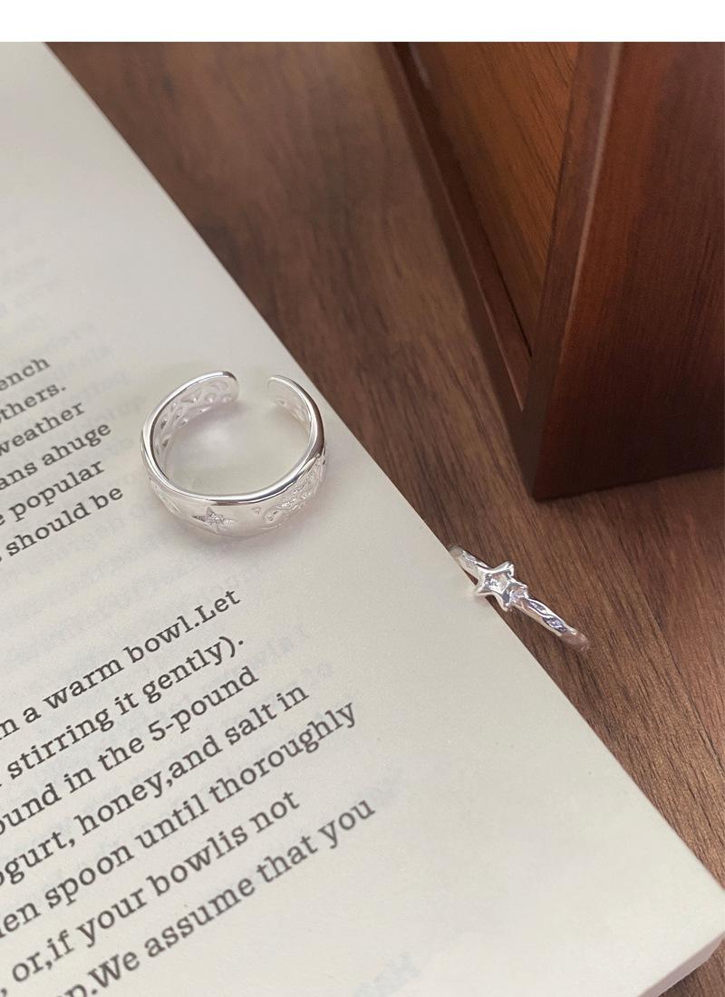 S925 Sterling Silver Irregular Texture Finger Ring for Women - 491(45%)