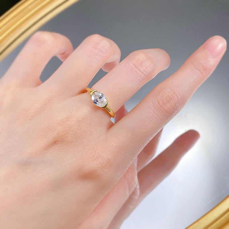 S925 Sterling Silver Oval Cut Oval Ring 6*8mm 6A Cubic Zirconia Ring-173(35%)