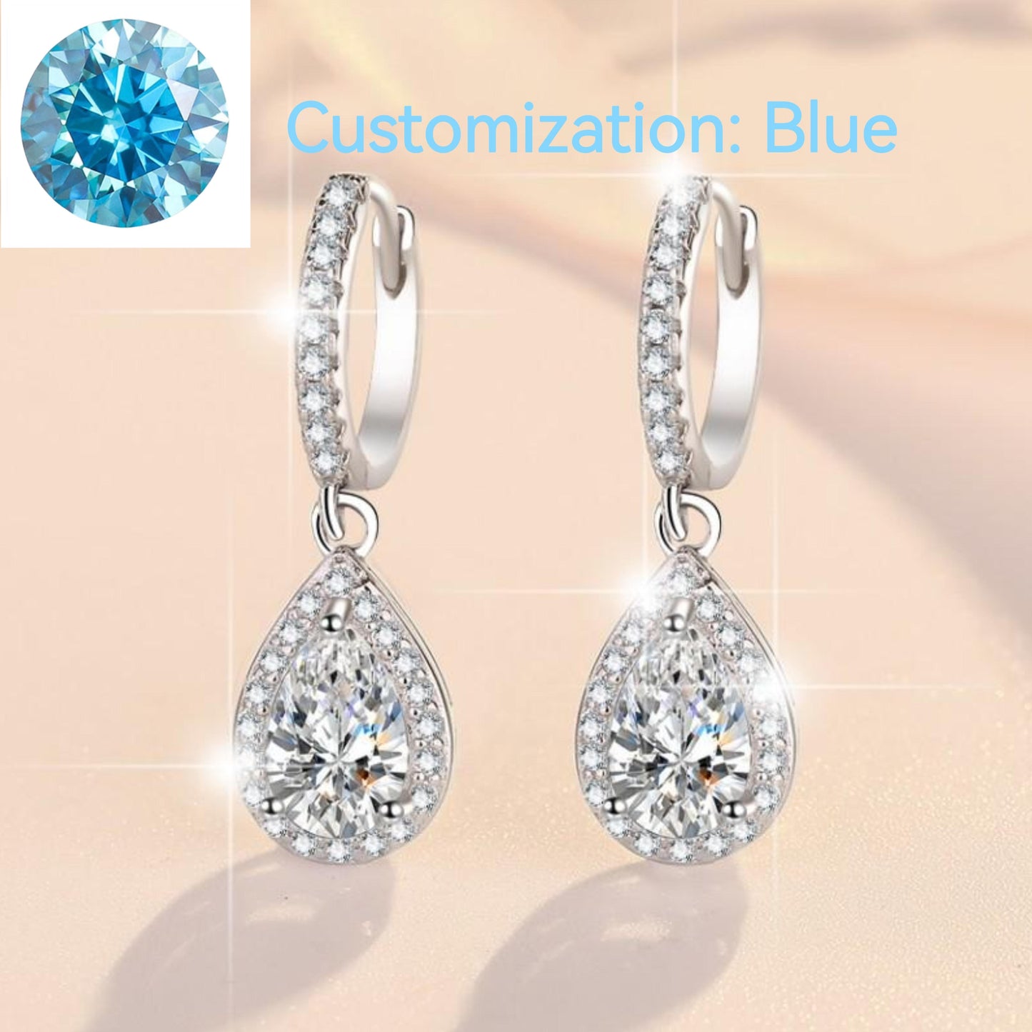 35. S925 Sterling Silver Pear-Shaped Earrings Synthetic Moissanite Earrings