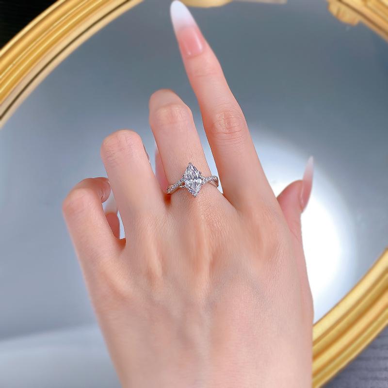 S925 Sterling Silver Marquise Cut Horse Eye Ring 6*12 6A Cubic Zirconia Ring fashion jewelry accessory woman girl promise ring-336(35%)