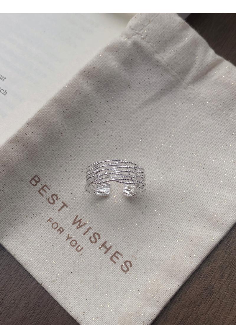 S925 Sterling Silver Braided Line Multi-layer Wrapped Ring Women's Open Ring -490(45%)