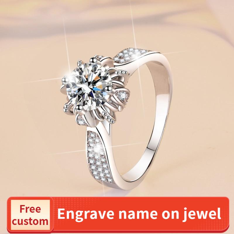 NO.111 925 Sterling Silver Rose Bud Ring Synthetic Moissanite Ring fashion jewelry accessory woman girl promise ring Springtok