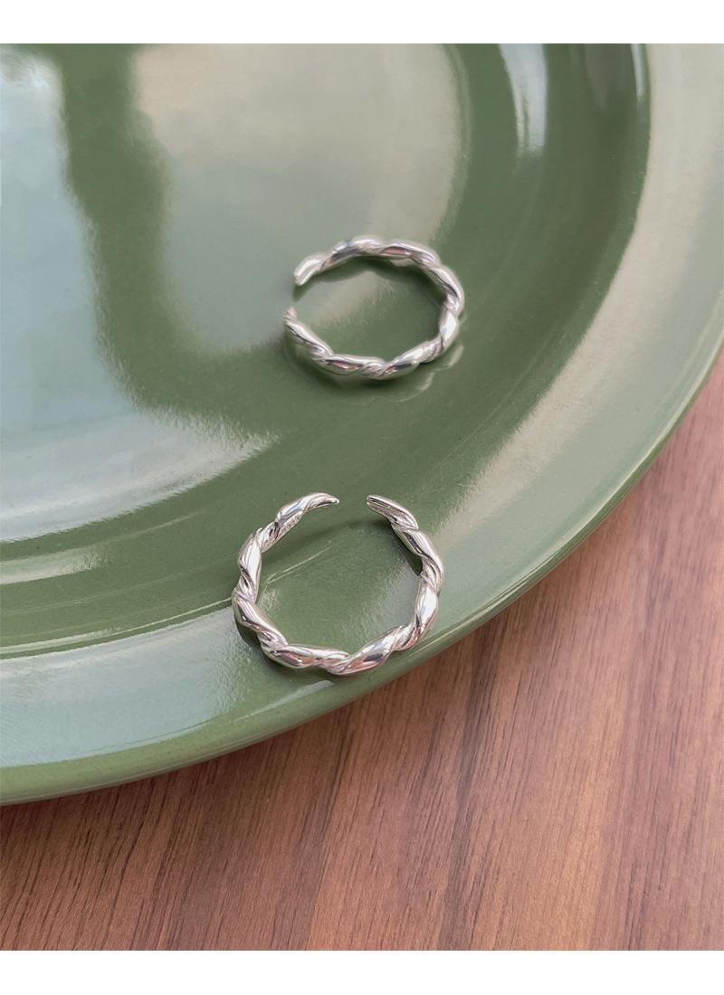 S925 Sterling Silver Simple Braided Twist Ring for Women Open Rings-545(45%)