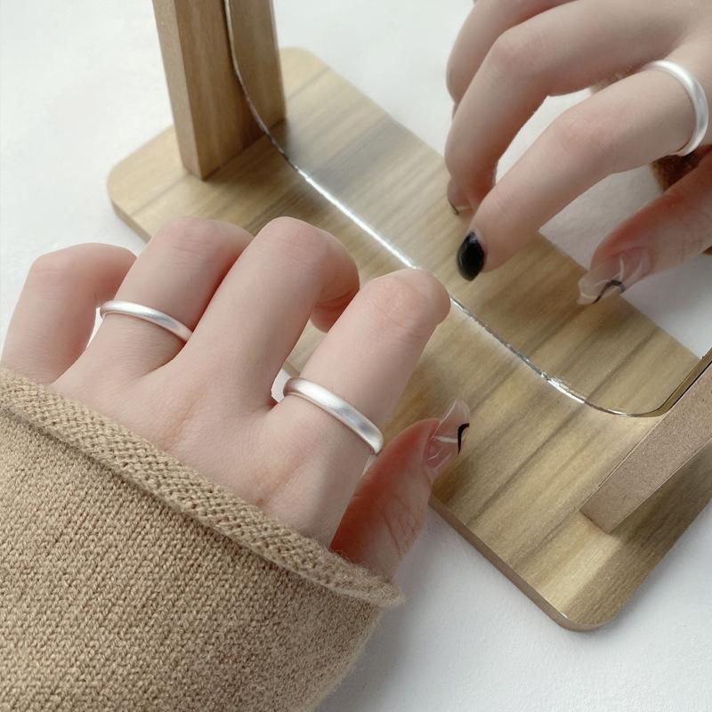 S925 Sterling Silver Vintage Matte Frosted Plain Band Couple Rings Wedding ring- 477(45%)