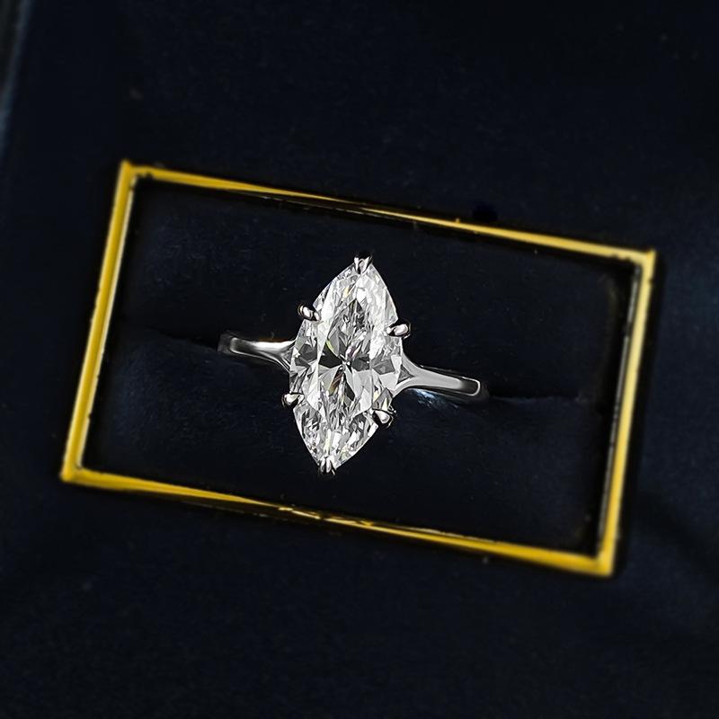 S925 Marquise Ring 7*14mm 6A Cubic Zirconia Ring Plain Circle fashion jewelry accessory woman girl promise ring-103(35%)
