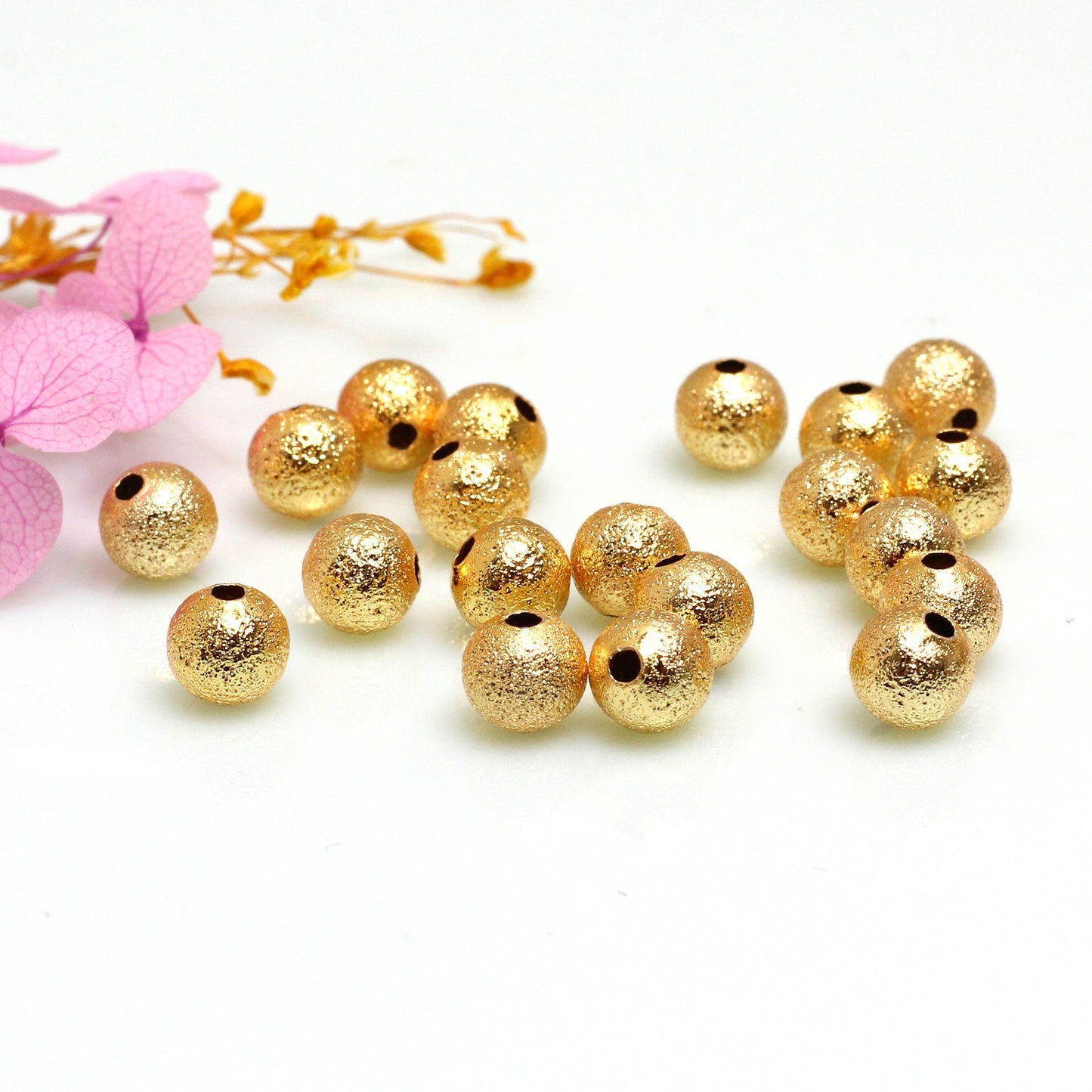 Frosted Copper Beads For Jewelry DIY，Covered by 14/18K Real Gold Or Silver