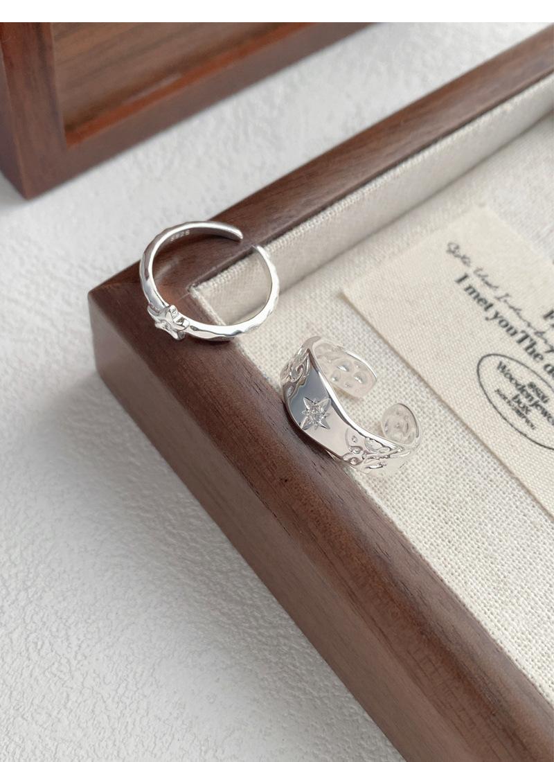 S925 Sterling Silver Irregular Texture Finger Ring for Women - 491(45%)