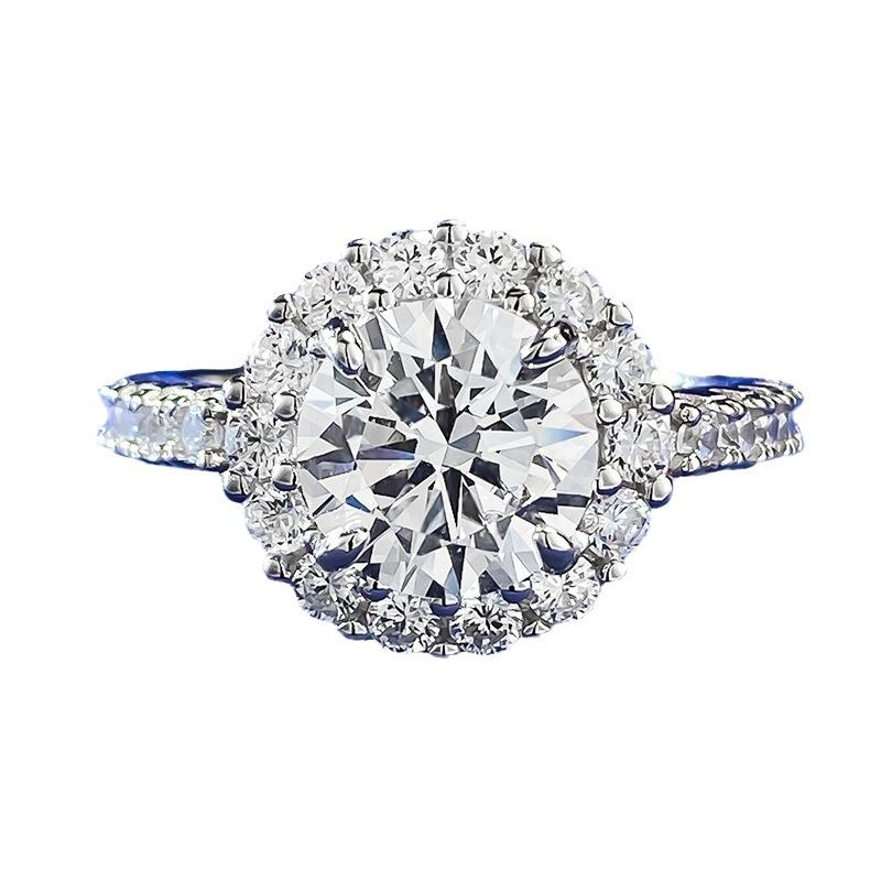 S925 Sterling Silver round Cut round Ring 8 * 8mm 6A Cubic Zirconia Ring fashion jewelry accessory woman girl promise ring Springtok-189(35%)