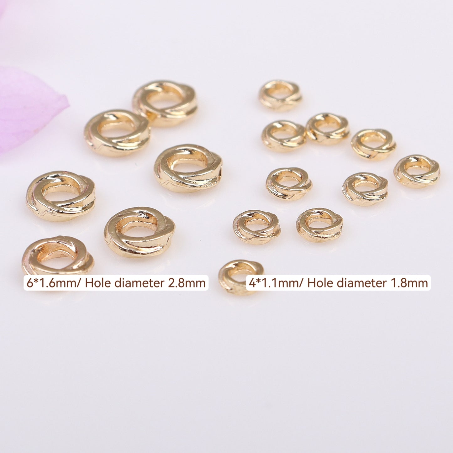 Twisted Metal ring For Jewelry DIY，100 pcs, Covered By 14/18K Real Gold Or Silver