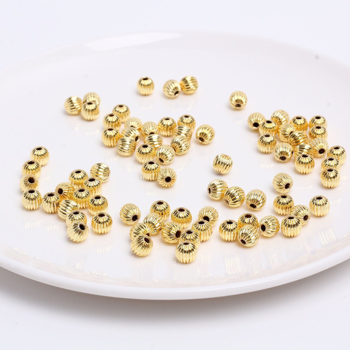 Pumpkin Shaped Copper Beads For Jewelry DIY，Covered by 14/18K Real Gold