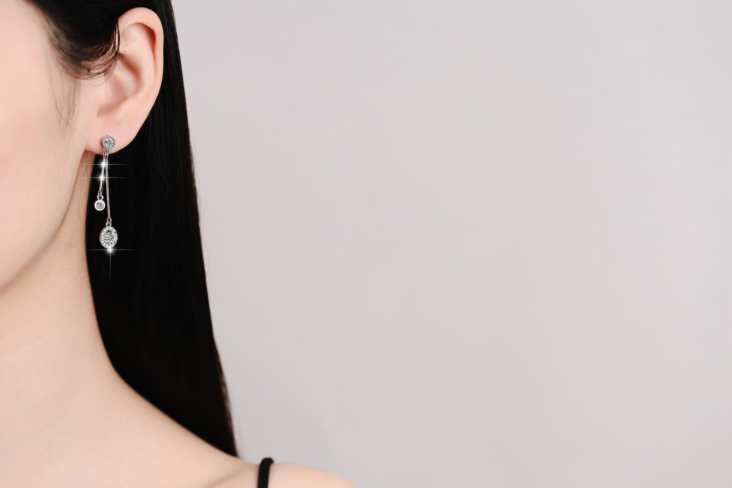 S925 Sterling Silver Line  Earrings D Color Synthetic Moissanite Daily Life Earrings(35%)-614