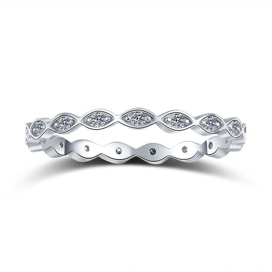 S925 Sterling Silver Stackable Band Ring Synthetic Moissanite Ring-569(35%)