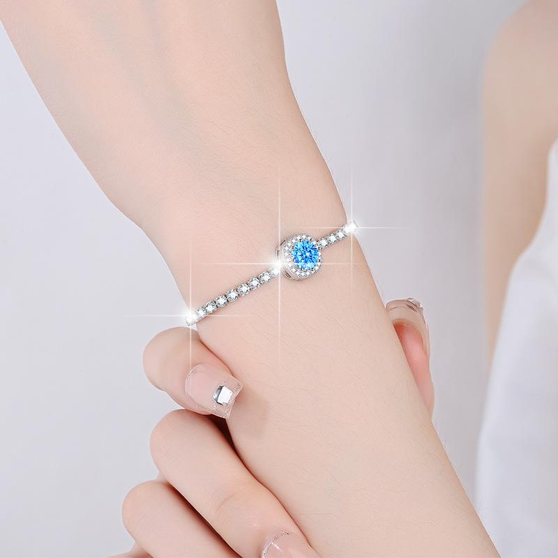 S925 Sterling Silver Starry Sky Bracelet Colored Synthetic Moissanite Bracelet fashion jewelry accessory woman girl promise ring-316(35%)