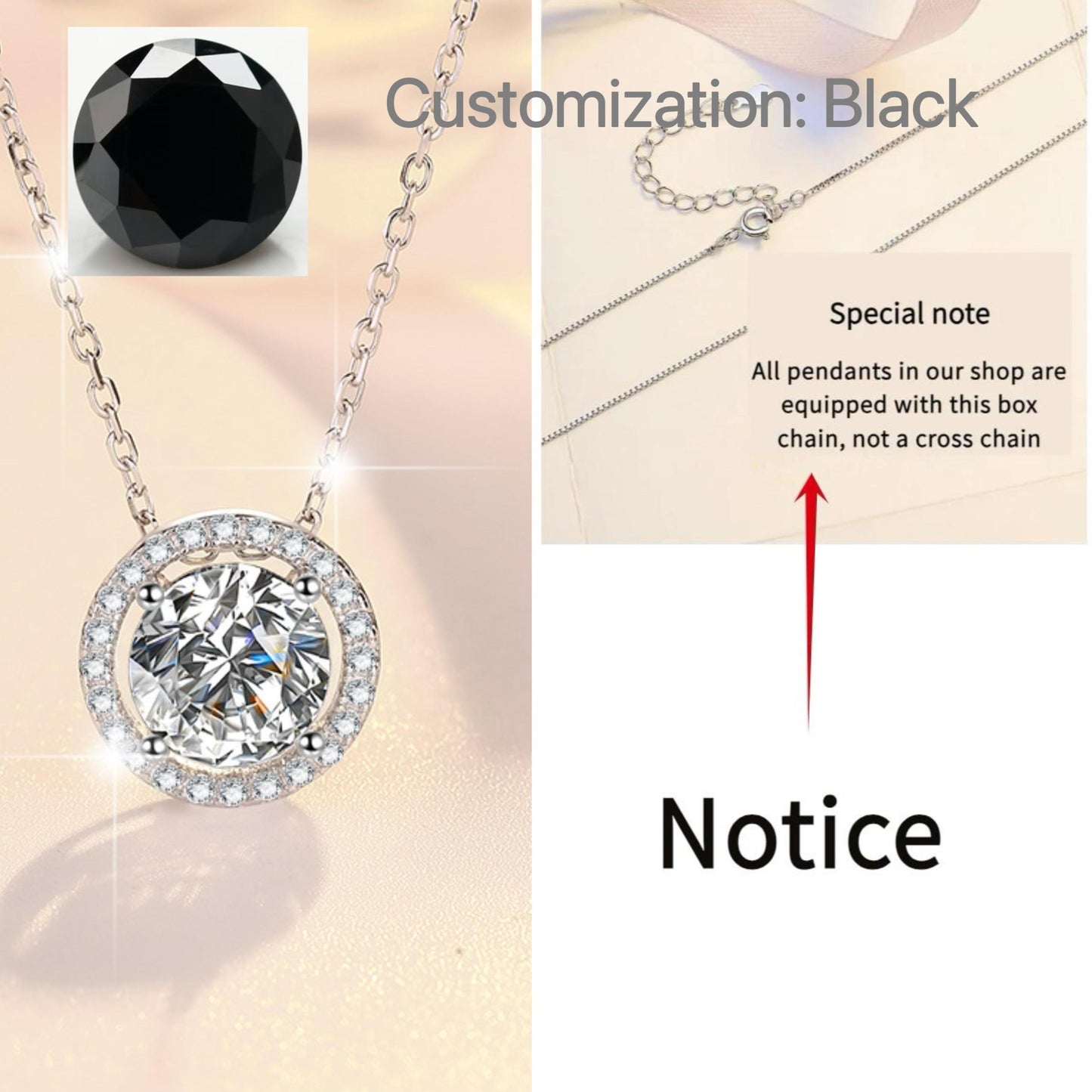 S925 Sterling Silver Simple Round Necklace Synthetic Moissanite Necklace