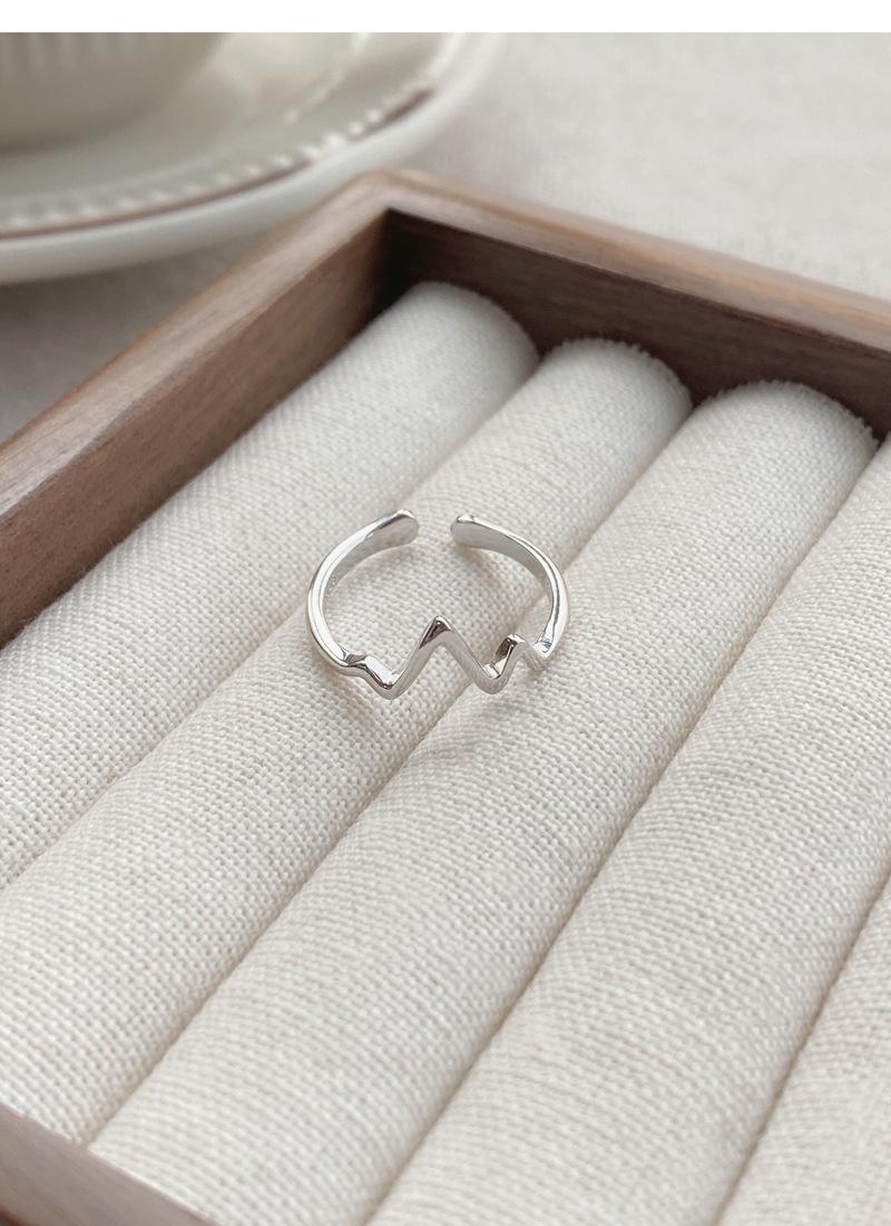 S925 Sterling Silver Simple ECG Ring Switchable Index Finger Women Ring-521(45%)