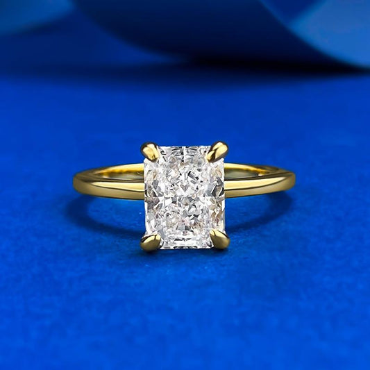 S925 Sterling Silver Rectangular Ice Flower Cut 6 * 8mm 8A Cubic Zirconia Ring-422 custom  engagement  ring(25%)