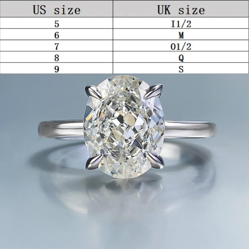 S925 Silver Oval Ice Flower Cut Oval Ring 8 * 10mm 8A Cubic Zirconia Ring fashion jewelry accessory woman girl promise ring-370(35%)