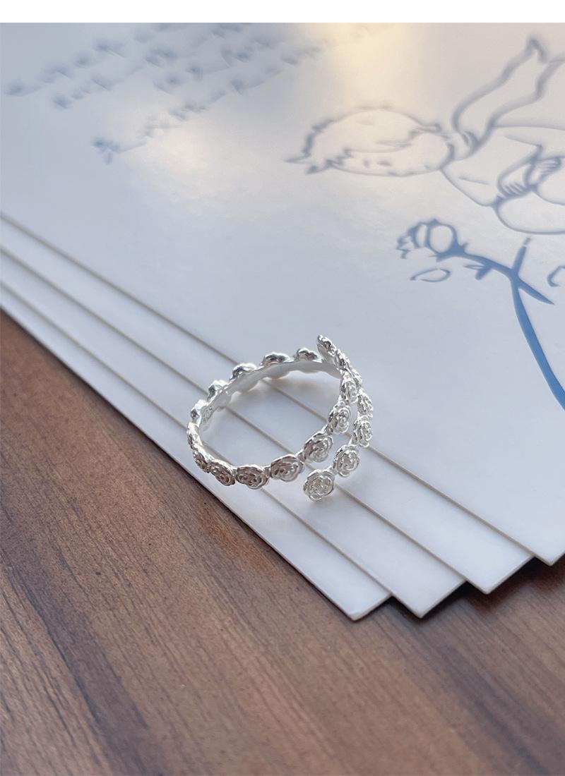 S925 Sterling Silver Rose Flower Ring Open Finger Ring For Women -528(45%)