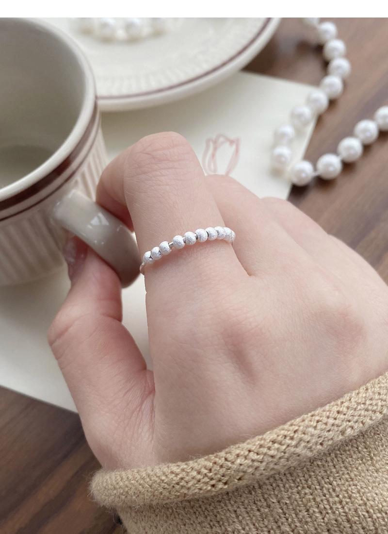 S925 Sterling Silver Matte Brushed Round Bead Ring for Women Open Ring -522(45%)