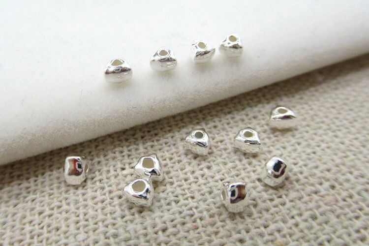 S925 Sterling Silver Triangle Bead for Jewelry Making(Style 1/Price of 2pcs)