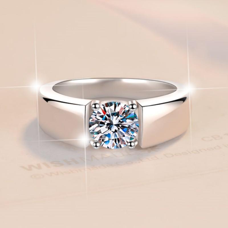 NO.157 Synthetic Moissanite S925 Sterling Silver Simple Couple Ring Proposal Ring fashion jewelry accessory promise ring Springtok Men's Ring