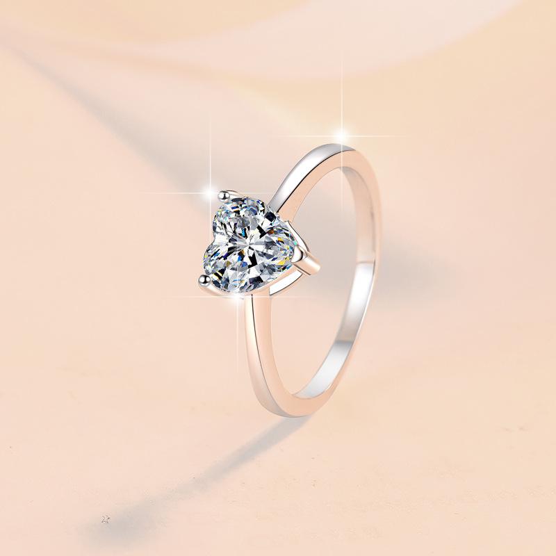 S925 Sterling Silver Heart-Shaped Ring Synthetic Moissanite Ring 1Carat-181(35%)