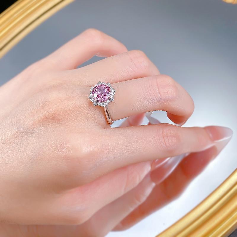 S925 sterling silver rose cut high carbon ring 8*8mm 6A cubic zirconia ring fashion jewelry accessory woman girl promise ring-386(35%)