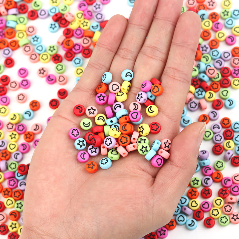 Acrylic Multi-Style Colorful Flat round Pattern Beads/Diy Beads/ Bracelet Beads Wholesale