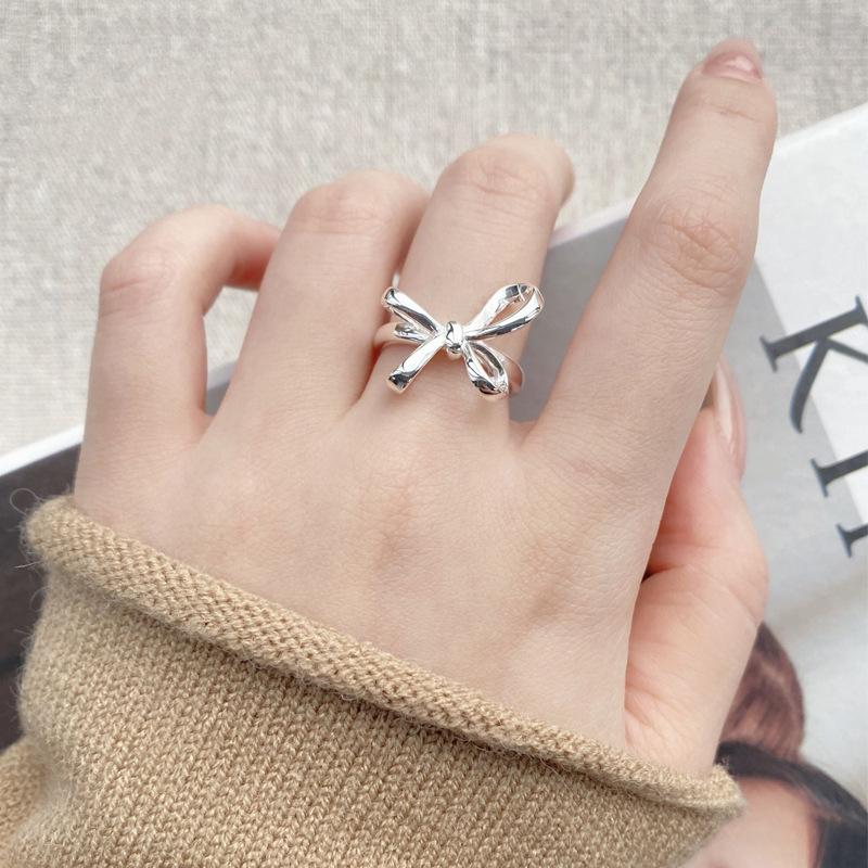 S925 Sterling Silver Bow Irregular Ring Women -515(45%)