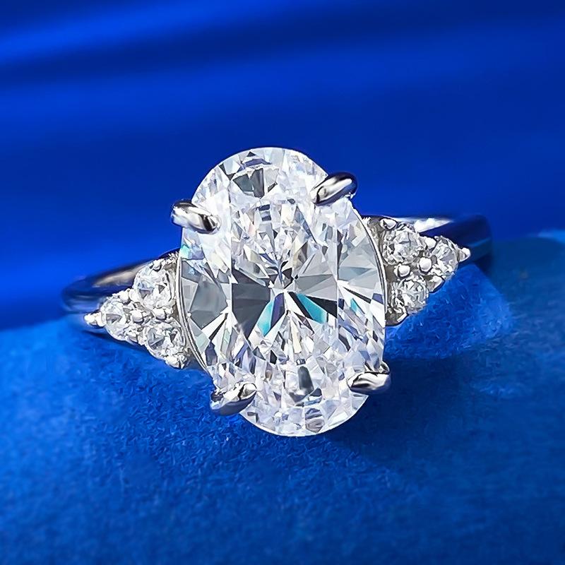 S925 Sterling Silver Oval Cut Oval Ring 8 * 12mm 6A Cubic Zirconia Ring fashion jewelry accessory woman girl promise ring-258(35%)