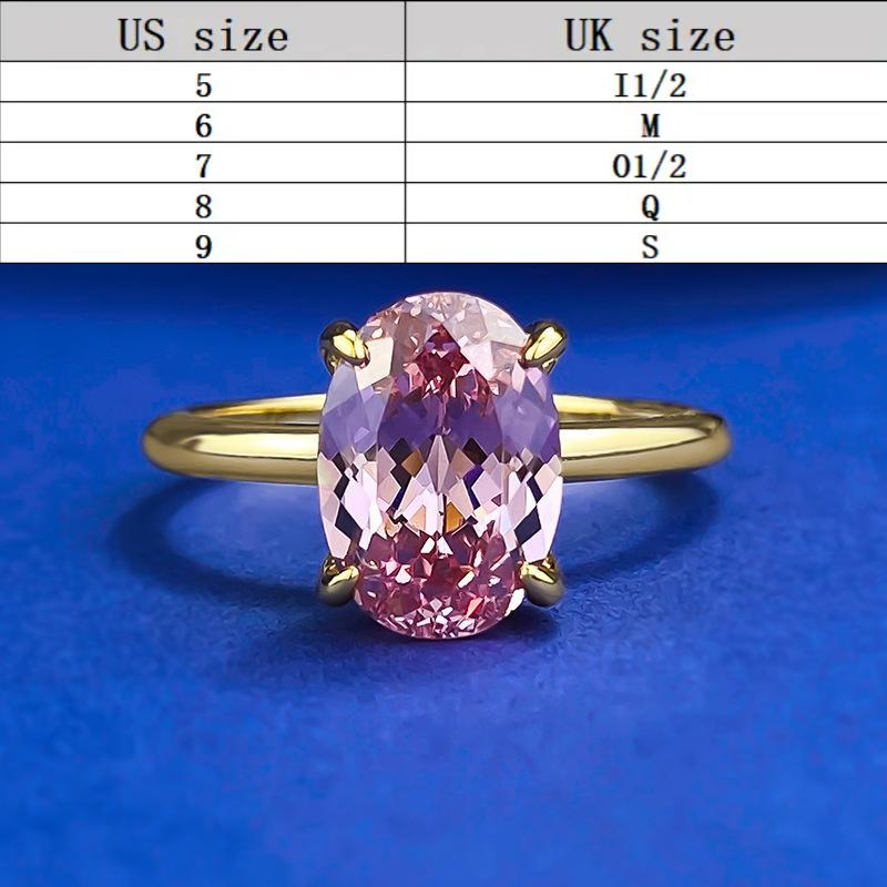 S925 Sterling Silver Golden-Plated Oval Ring 7 * 10mm 6A Cubic Zirconia Ring fashion jewelry accessory woman girl promise ring Springtok-260(35%)