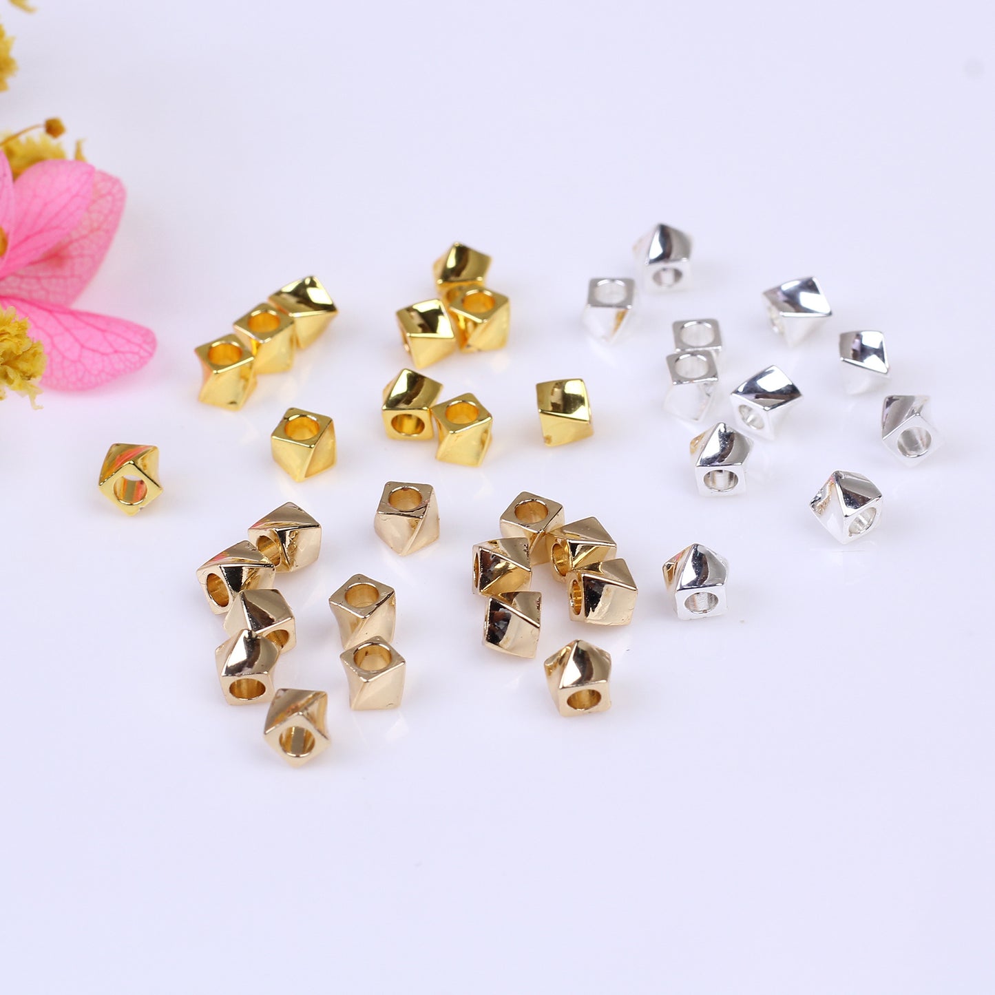 Square Twisted Copper Beads For Jewelry DIY，Covered by 14/18K Real Gold Or Silver