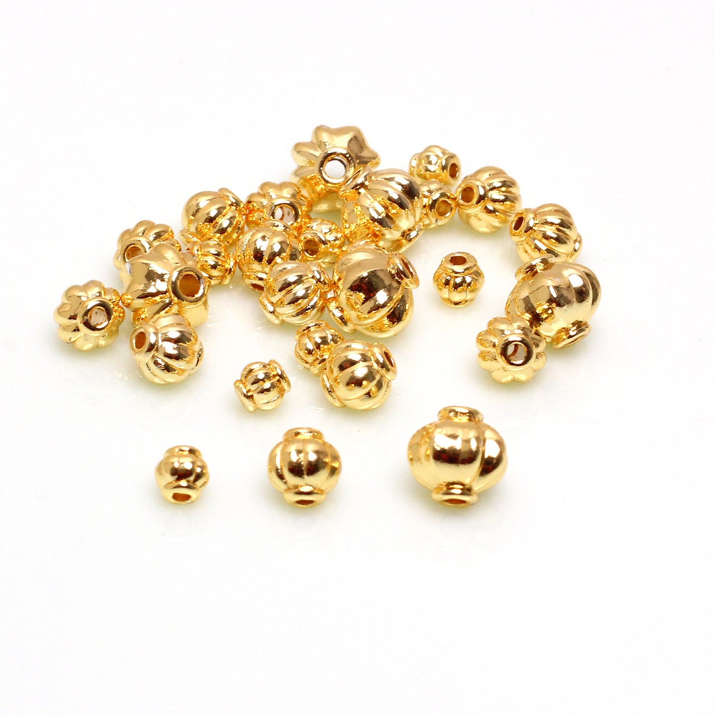 Pumpkin Shaped Alloy Beads For Jewelry DIY，Covered By 14/18K Real Gold Or Silver