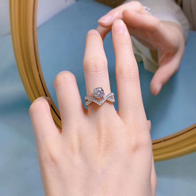 S925 sterling silver round cut1 rust ring 6A cubic zirconia ring fashion jewelry accessory woman girl promise ring-270(35%)