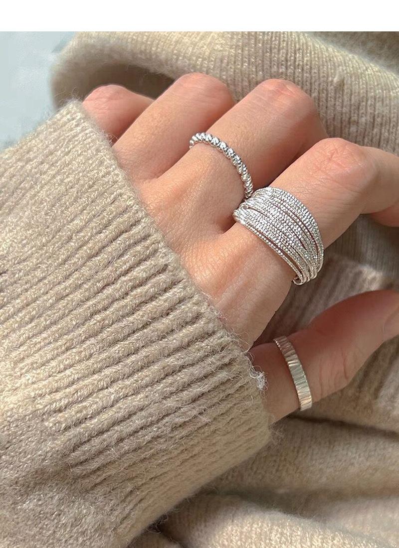 S925 Sterling Silver Minimalist Multi-layer Line Geometry Open Ring for Women -508(45%)