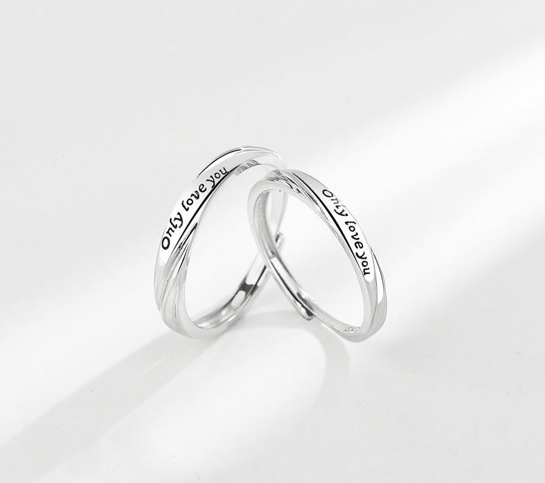 S925 Sterling Silver casual English Letter Couple Ring-557 jewellery  with  meaning(45%)