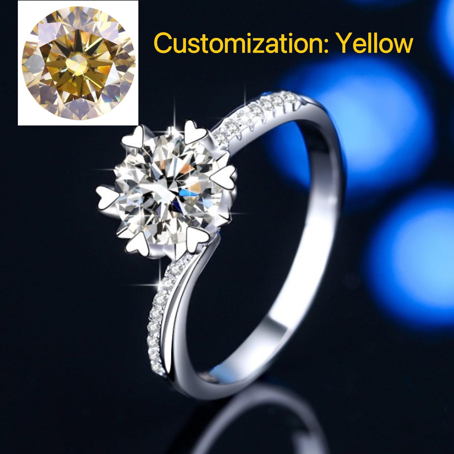 NO.109 S925 Sterling Silver Swing Arm Snowflake Ring/2 Carat/ Synthetic Moissanite Ring fashion jewelry accessory woman girl promise ring Springtok