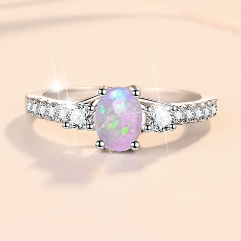 NO.119 925 Sterling Silver Ring Opal Stone Ring fashion jewelry accessory woman girl promise ring Springtok