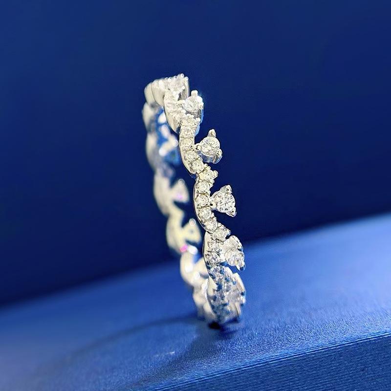 NO.092 S925 Sterling Silver Lace Ring 6A Cubic Zirconia Ring fashion jewelry accessory woman girl promise ring Springtok