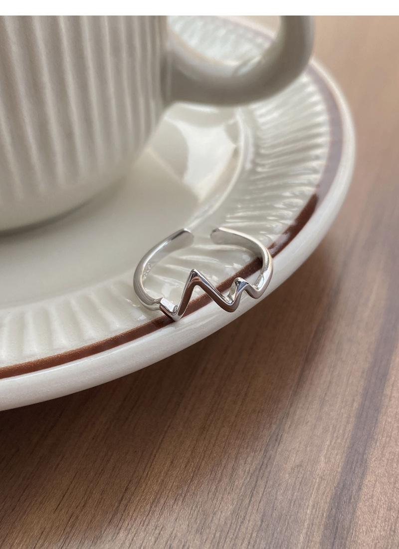 S925 Sterling Silver Simple ECG Ring Switchable Index Finger Women Ring-521(45%)