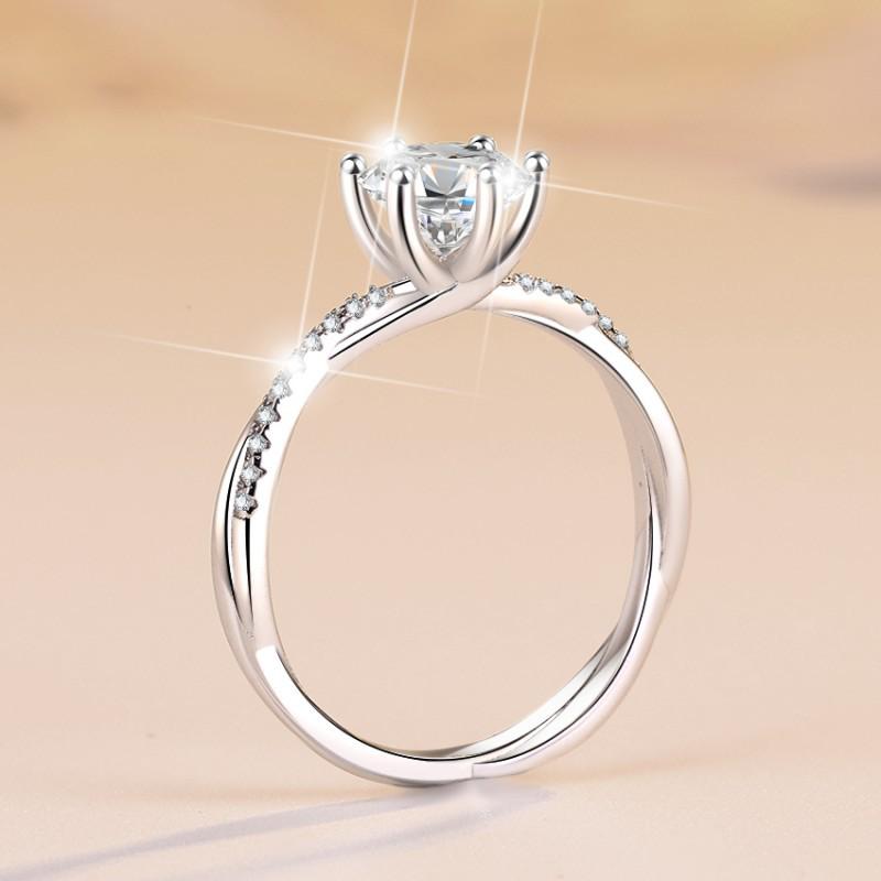 NO.113 S925 Sterling Silver Love Interwoven Ring Synthetic Moissanite Ring fashion jewelry accessory woman girl promise ring Springtok
