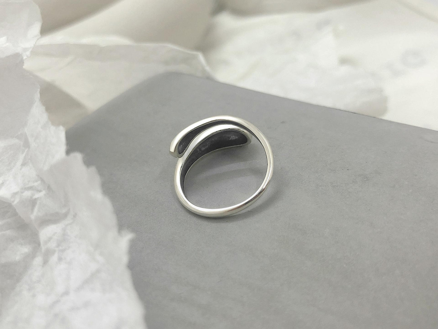 S925 Sterling Silver Minimalist Smooth Water Drop Open Ring for Women -560(45%)