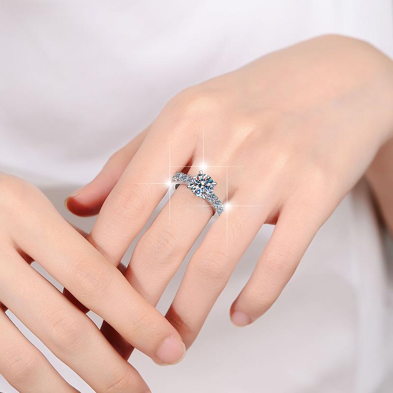 S925 Sterling Silver Eight Hearts And Eight Arrows Ring Synthetic Moissanite Ring 2Carat-259(35%)