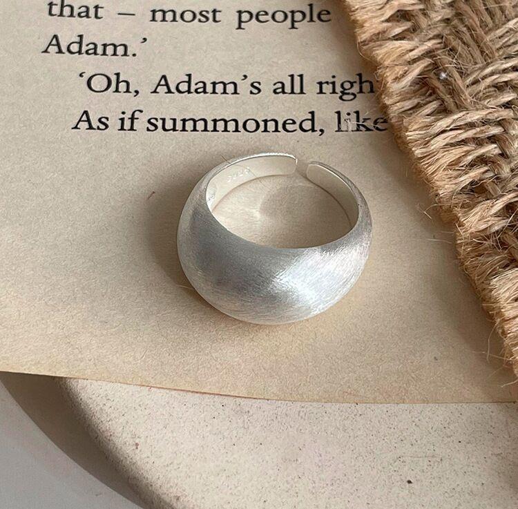 S925 Sterling Silver Brushed Wide Minimalist Ring for Women - 552(45%)