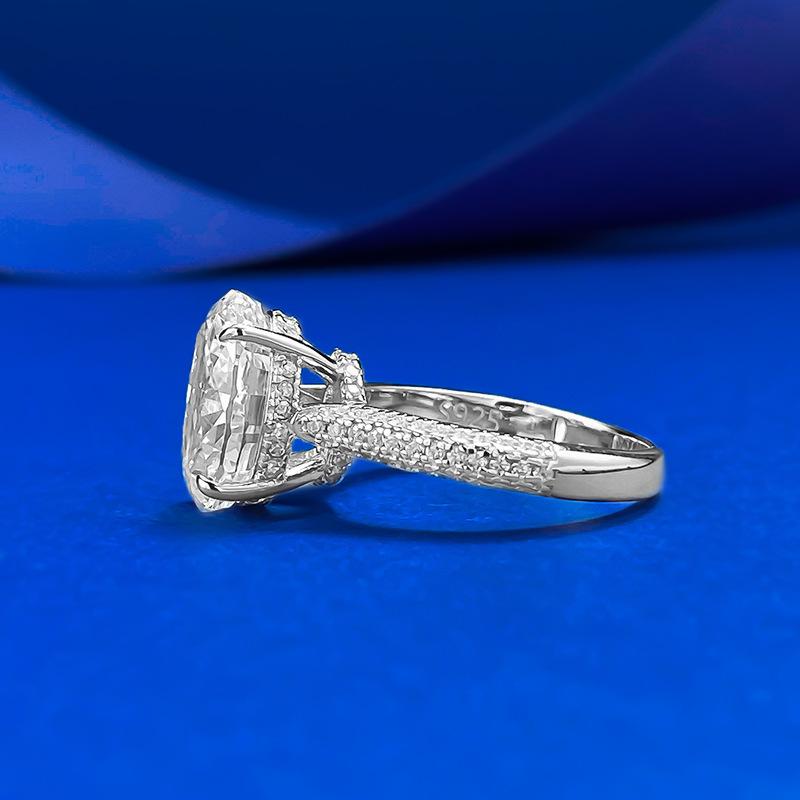 S925 Silver Ice Flower Cut Oval Pigeon Egg 8*12mm  8A Cubic Zirconia Ring-143(45%)